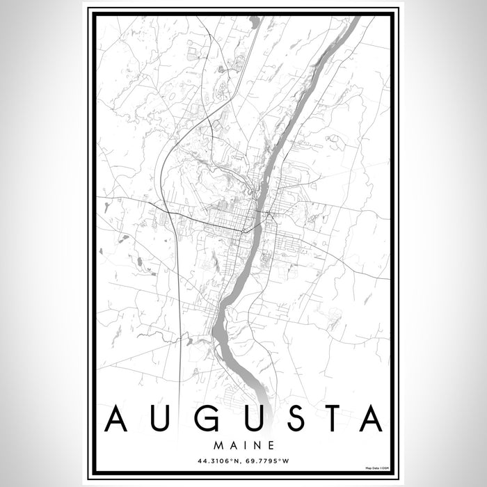 Augusta Maine Map Print Portrait Orientation in Classic Style With Shaded Background