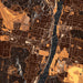 Augusta Maine Map Print in Ember Style Zoomed In Close Up Showing Details