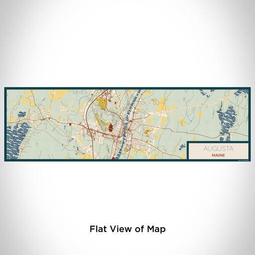 Flat View of Map Custom Augusta Maine Map Enamel Mug in Woodblock