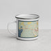 Left View Custom Augusta Maine Map Enamel Mug in Woodblock