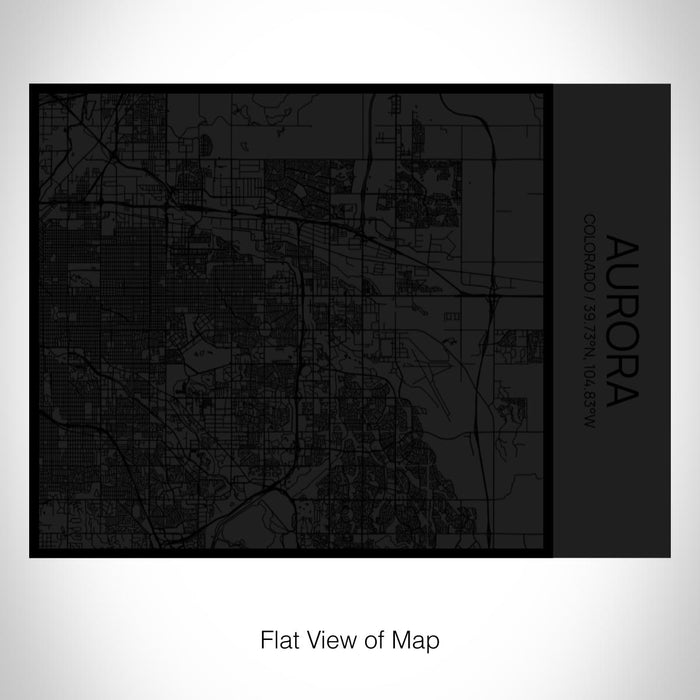 Rendered View of Aurora Colorado Map on 20oz Stainless Steel Insulated Bottle with Bamboo Top in Matte Black with printed Tactile Lines Map in Black