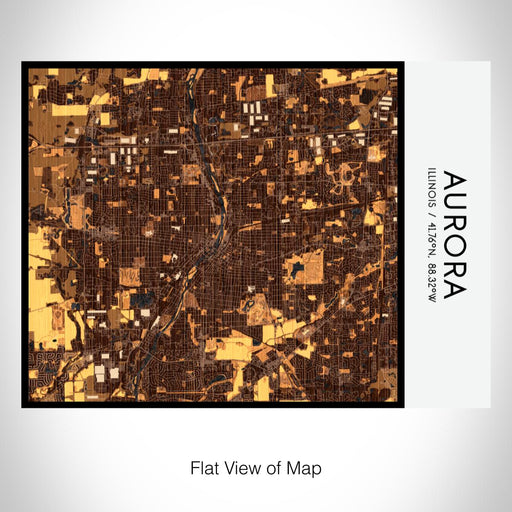 Rendered View of Aurora Illinois Map on 20oz Stainless Steel Insulated Bottle with Bamboo Top with printed ember style map