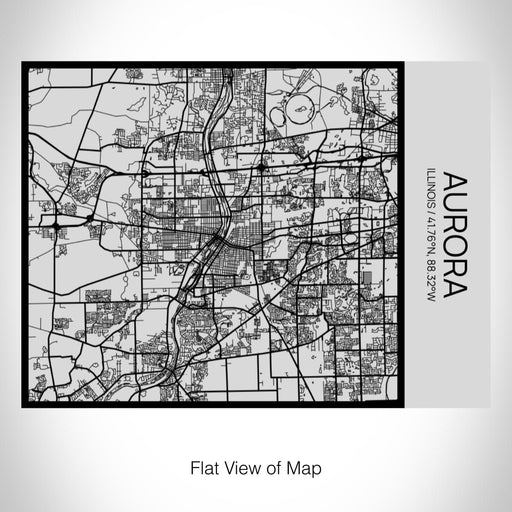 Rendered View of Aurora Illinois Map on 20oz Stainless Steel Insulated Bottle with Bamboo Top with printed Tactile Lines Map in Black