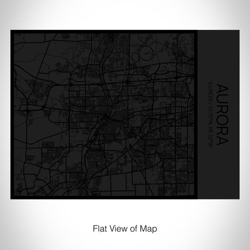 Rendered View of Aurora Illinois Map on 20oz Stainless Steel Insulated Bottle with Bamboo Top in Matte Black with printed Tactile Lines Map in Black