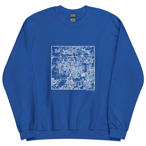 Aurora Illinois  Map Unisex Crewneck Sweater with City inscription in Royal Blue
