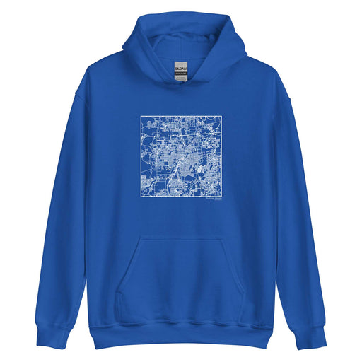 Aurora Illinois  Map Unisex Hoodie Sweater with City inscription in Royal Blue
