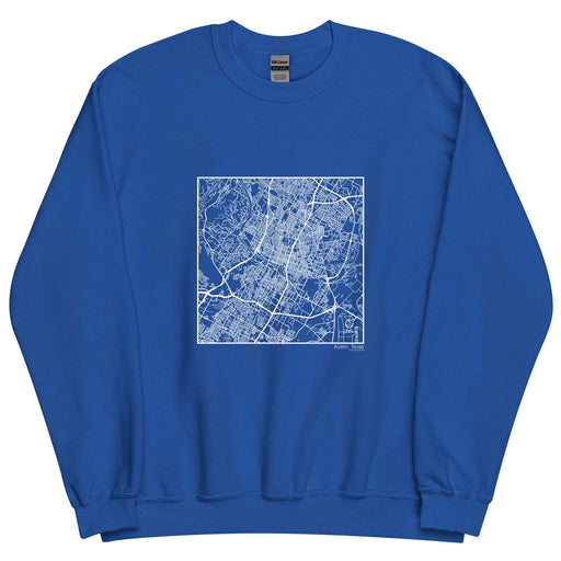 Austin Texas  Map Unisex Crewneck Sweater with City inscription in Royal Blue
