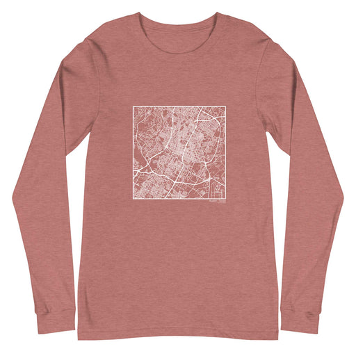 Austin Texas  Map Unisex Long-Sleeve T-shirt with City inscription in Heather Mauve