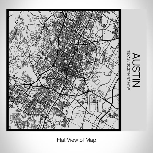 Rendered View of Austin Texas Map on 17oz Stainless Steel Insulated Tumbler in Tactile Lines with Succulent in Background