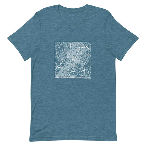 Austin Texas  Map Unisex T-Shirt with City inscription in Heather Teal