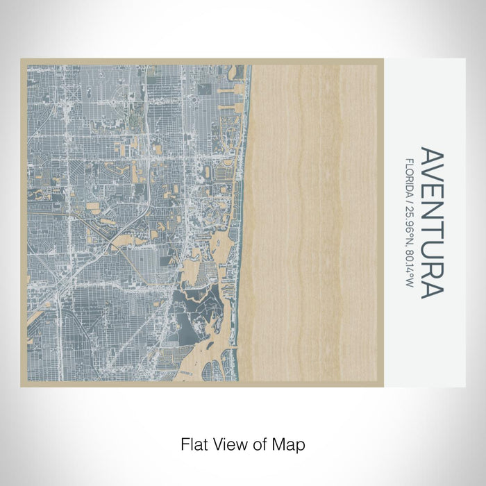 Rendered View of Aventura Florida Map on 20oz Stainless Steel Insulated Bottle with Bamboo Top with printed afternoon style map