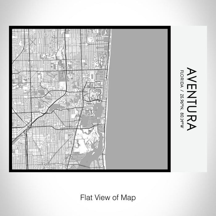 Rendered View of Aventura Florida Map on 20oz Stainless Steel Insulated Bottle with Bamboo Top with printed classic style map