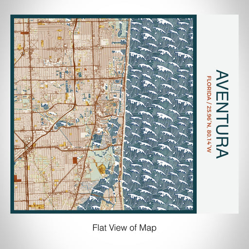 Rendered View of Aventura Florida Map on 17oz Stainless Steel Insulated Tumbler in Woodblock Map Style