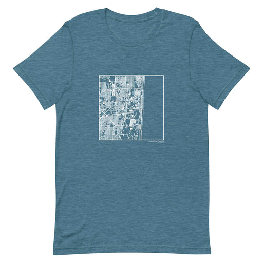 Aventura Florida  Map Unisex T-Shirt with City inscription in Heather Teal