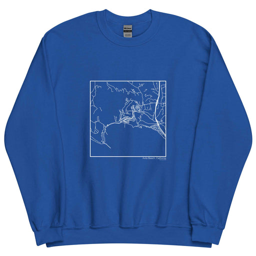 Avila Beach California  Map Unisex Crewneck Sweater with City inscription in Royal Blue