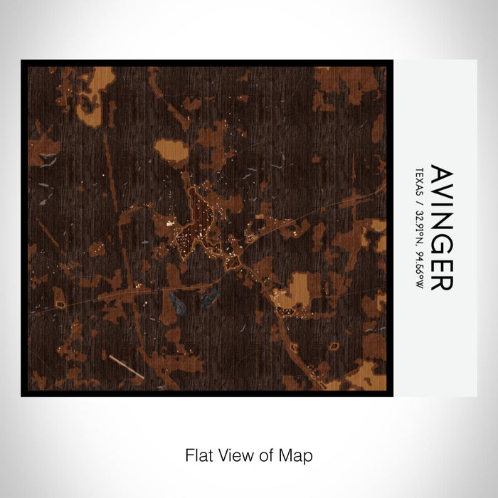 Rendered View of Avinger Texas Map on 20oz Stainless Steel Insulated Bottle with Bamboo Top with printed ember style map