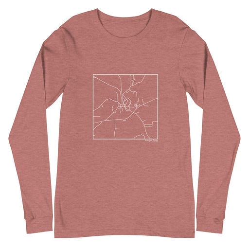 Avinger Texas  Map Unisex Long-Sleeve T-shirt with City inscription in Heather Mauve