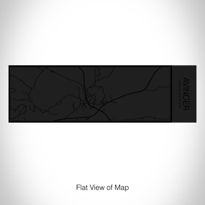 Rendered View of Avinger Texas Map on 10oz Stainless Steel Insulated Cup in Matte Black with Sliding Lid