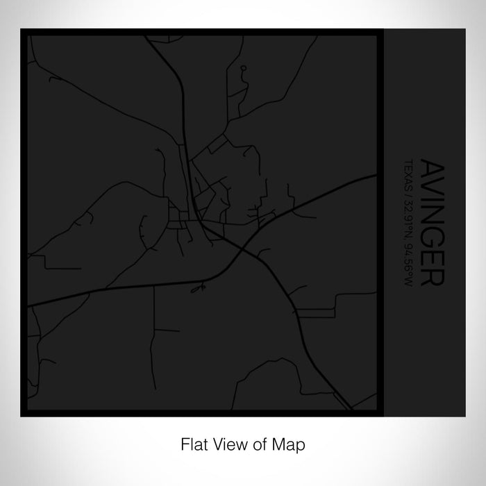 Rendered View of Avinger Texas Map on 17oz Stainless Steel Insulated Tumbler in Matte Black with Tactile Lines