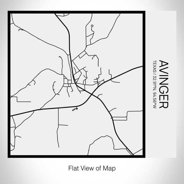 Rendered View of Avinger Texas Map on 17oz Stainless Steel Insulated Tumbler in Matte White with Tactile Lines