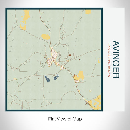 Rendered View of Avinger Texas Map on 17oz Stainless Steel Insulated Tumbler in Woodblock Map Style
