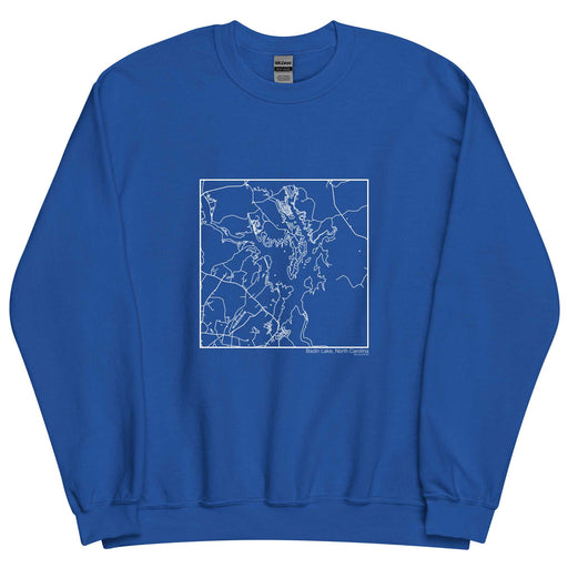 Badin Lake North Carolina  Map Unisex Crewneck Sweater with City inscription in Royal Blue