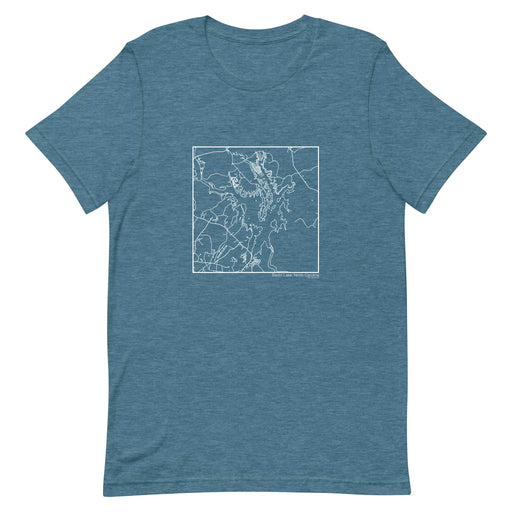 Badin Lake North Carolina  Map Unisex T-Shirt with City inscription in Heather Teal