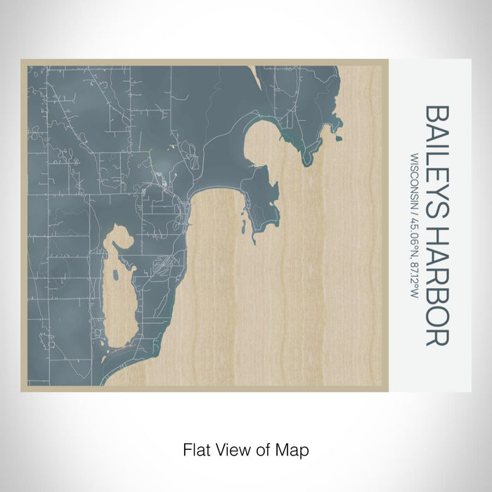 Rendered View of Baileys Harbor Wisconsin Map on 20oz Stainless Steel Insulated Bottle with Bamboo Top with printed afternoon style map