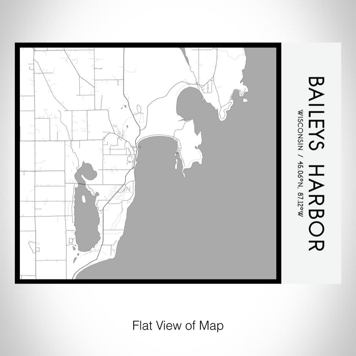 Rendered View of Baileys Harbor Wisconsin Map on 20oz Stainless Steel Insulated Bottle with Bamboo Top with printed classic style map
