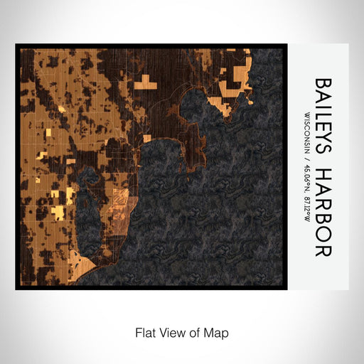 Rendered View of Baileys Harbor Wisconsin Map on 20oz Stainless Steel Insulated Bottle with Bamboo Top with printed ember style map