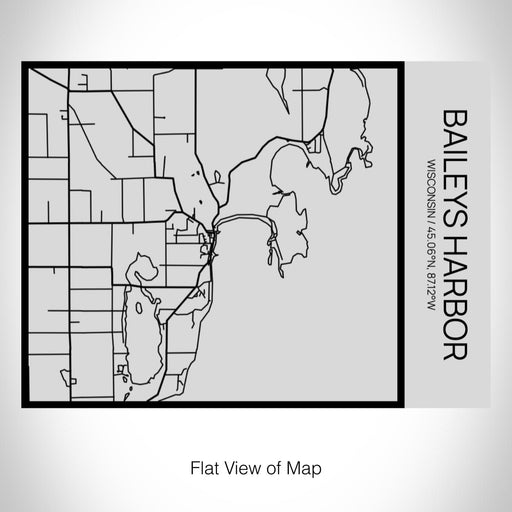 Rendered View of Baileys Harbor Wisconsin Map on 20oz Stainless Steel Insulated Bottle with Bamboo Top with printed Tactile Lines Map in Black