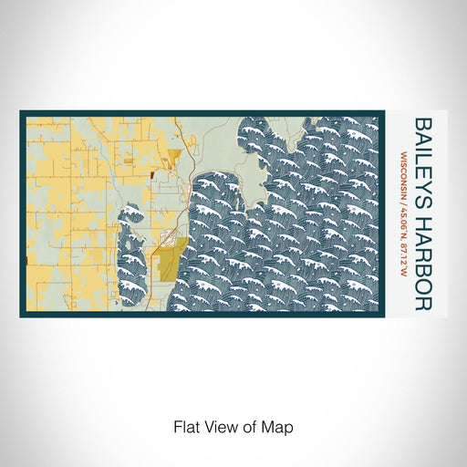 Rendered View of Baileys Harbor Wisconsin Map on 17oz Stainless Steel Insulated Bottle with printed woodblock style map