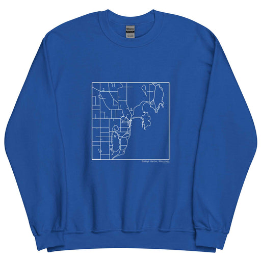 Baileys Harbor Wisconsin  Map Unisex Crewneck Sweater with City inscription in Royal Blue
