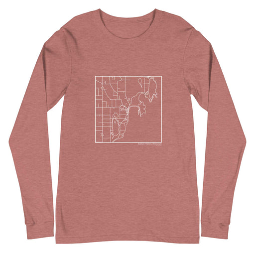 Baileys Harbor Wisconsin  Map Unisex Long-Sleeve T-shirt with City inscription in Heather Mauve