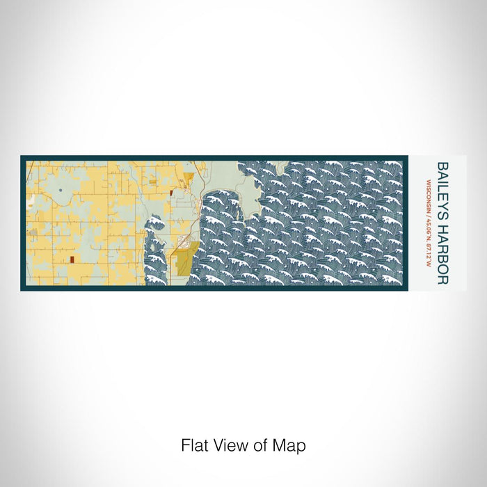 Rendered View of Baileys Harbor Wisconsin Map on 10oz Stainless Steel Insulated Cup in Woodblock with Sliding Lid
