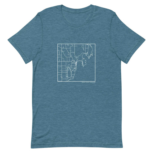 Baileys Harbor Wisconsin  Map Unisex T-Shirt with City inscription in Heather Teal