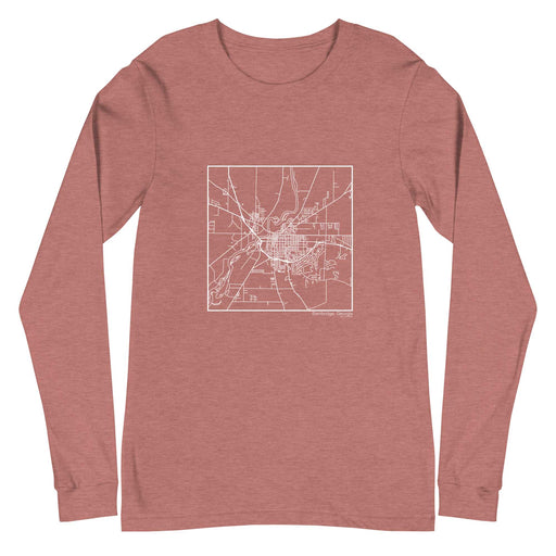 Bainbridge Georgia  Map Unisex Long-Sleeve T-shirt with City inscription in Heather Mauve