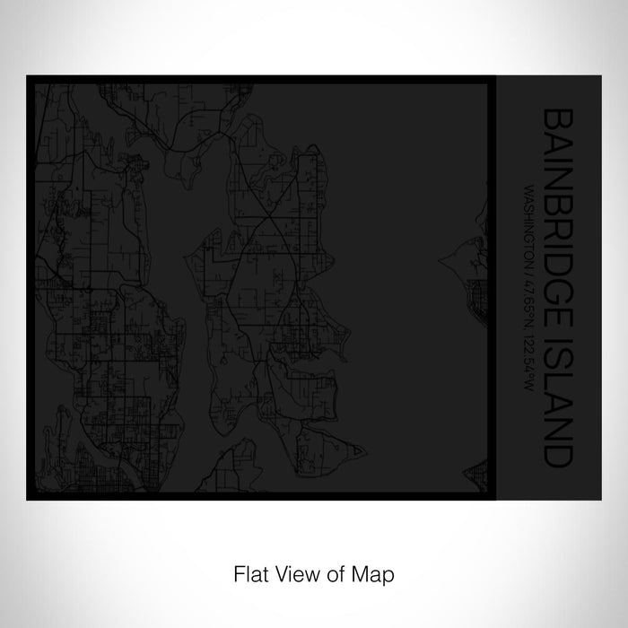 Rendered View of Bainbridge Island Washington Map on 20oz Stainless Steel Insulated Bottle with Bamboo Top in Matte Black with printed Tactile Lines Map in Black