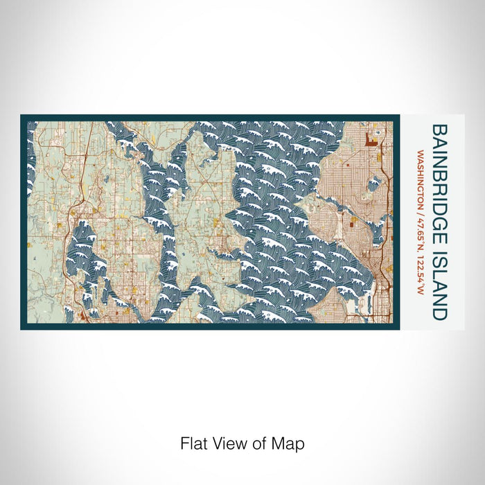 Rendered View of Bainbridge Island Washington Map on 17oz Stainless Steel Insulated Bottle with printed woodblock style map