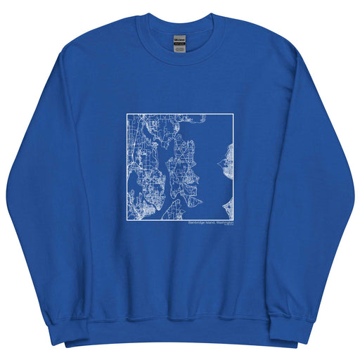 Bainbridge Island Washington  Map Unisex Crewneck Sweater with City inscription in Royal Blue