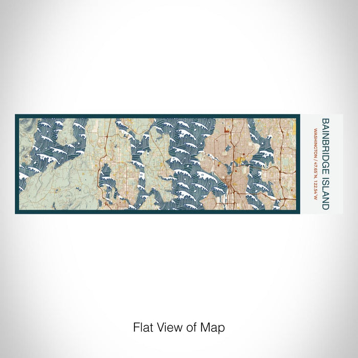 Rendered View of Bainbridge Island Washington Map on 10oz Stainless Steel Insulated Cup in Woodblock with Sliding Lid