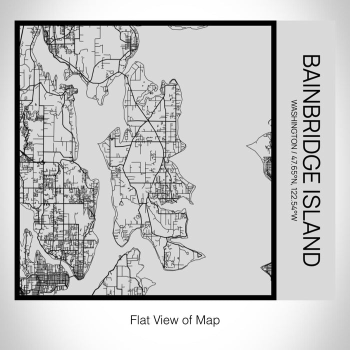 Rendered View of Bainbridge Island Washington Map on 17oz Stainless Steel Insulated Tumbler in Tactile Lines with Succulent in Background