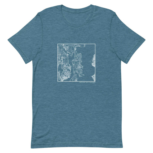 Bainbridge Island Washington  Map Unisex T-Shirt with City inscription in Heather Teal