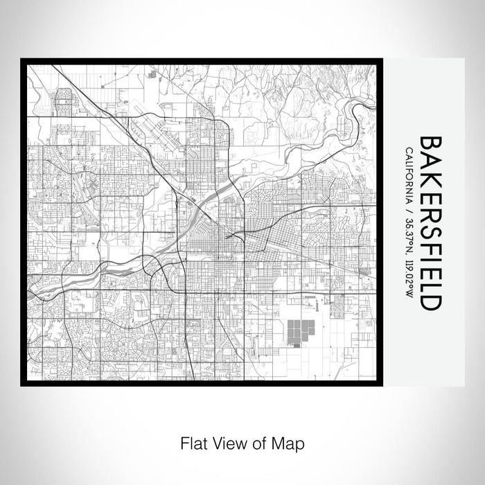 Rendered View of Bakersfield California Map on 20oz Stainless Steel Insulated Bottle with Bamboo Top with printed classic style map