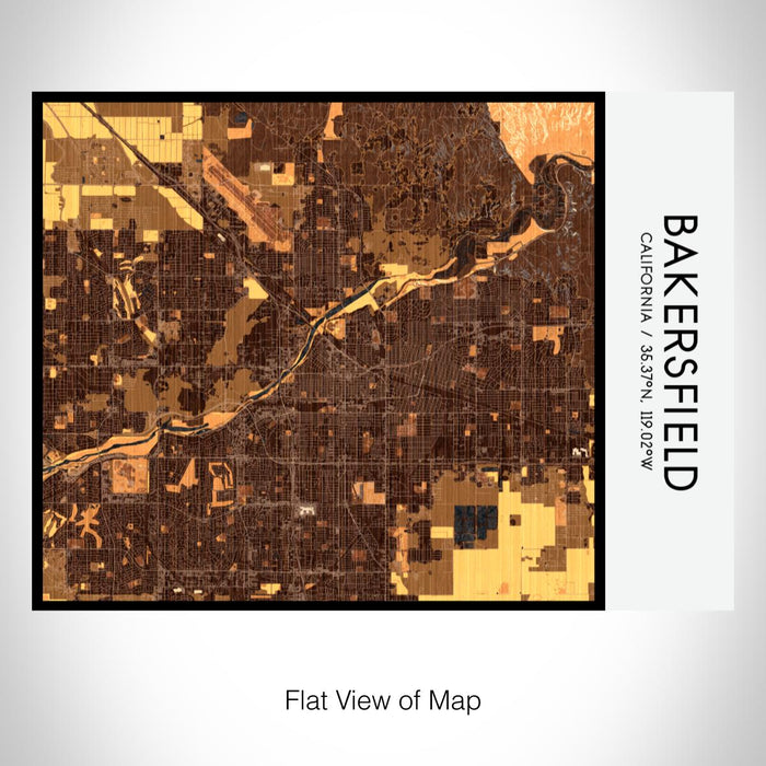 Rendered View of Bakersfield California Map on 20oz Stainless Steel Insulated Bottle with Bamboo Top with printed ember style map