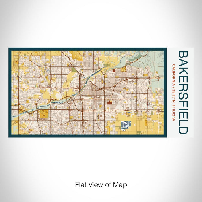 Rendered View of Bakersfield California Map on 17oz Stainless Steel Insulated Bottle with printed woodblock style map