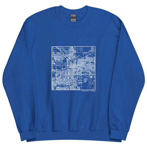 Bakersfield California  Map Unisex Crewneck Sweater with City inscription in Royal Blue