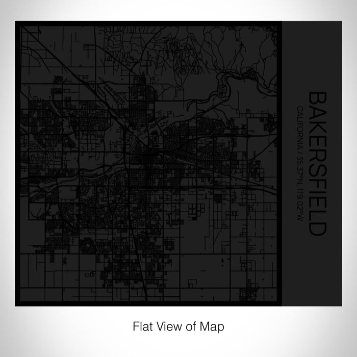 Rendered View of Bakersfield California Map on 17oz Stainless Steel Insulated Tumbler in Matte Black with Tactile Lines