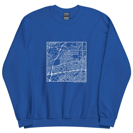 Baldwin Park California  Map Unisex Crewneck Sweater with City inscription in Royal Blue