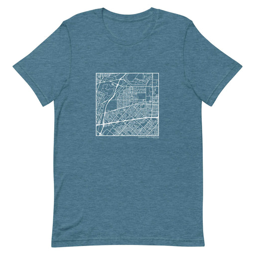 Baldwin Park California  Map Unisex T-Shirt with City inscription in Heather Teal
